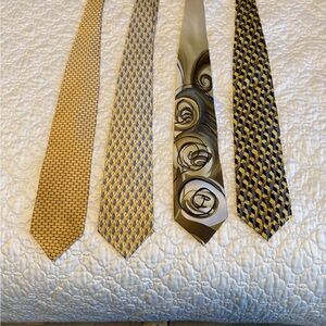 Gold,Black & Soft Blue Patterned Men's Tie Set - 4 Pack. Like New with no damage